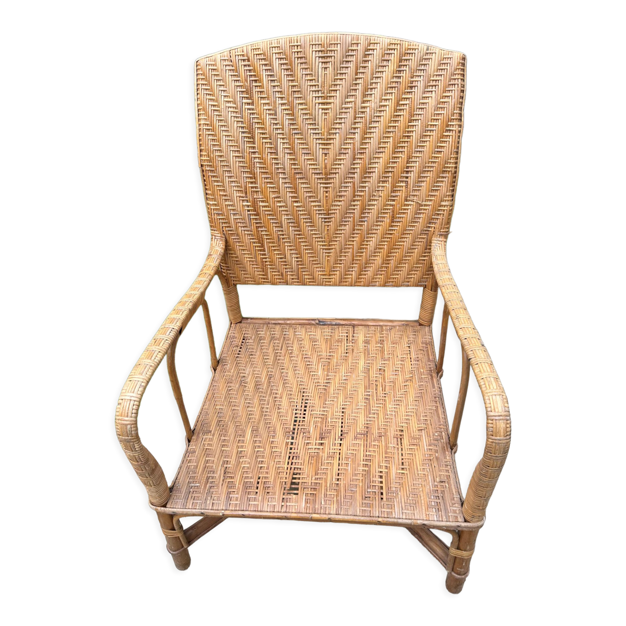 Vintage rattan and wicker armchair