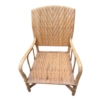 Vintage rattan and wicker armchair