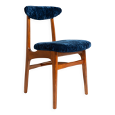 Mid-Century Chair in Navy Blue Velvet, Walnut Wood, Rajmund Halas, 1960s
