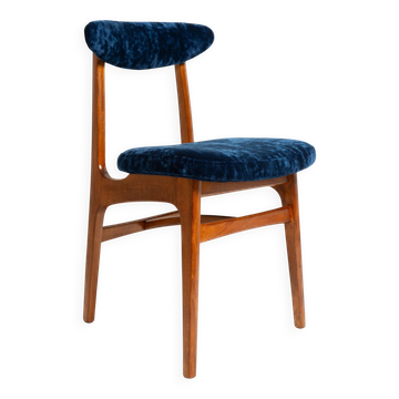 Mid-Century Chair in Navy Blue Velvet, Walnut Wood, Rajmund Halas, 1960s