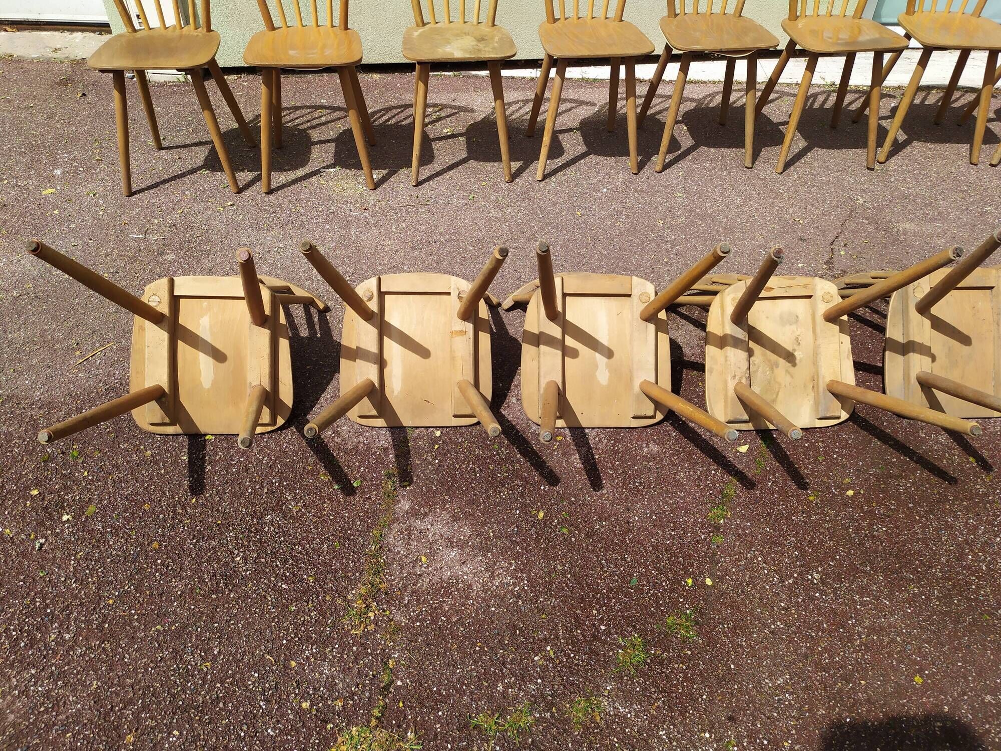 Set of 18 wooden bistro chairs - vintage - year 50 - 60