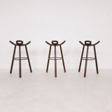 Set of 3 Spanish Brutalist bar stools, 1970's