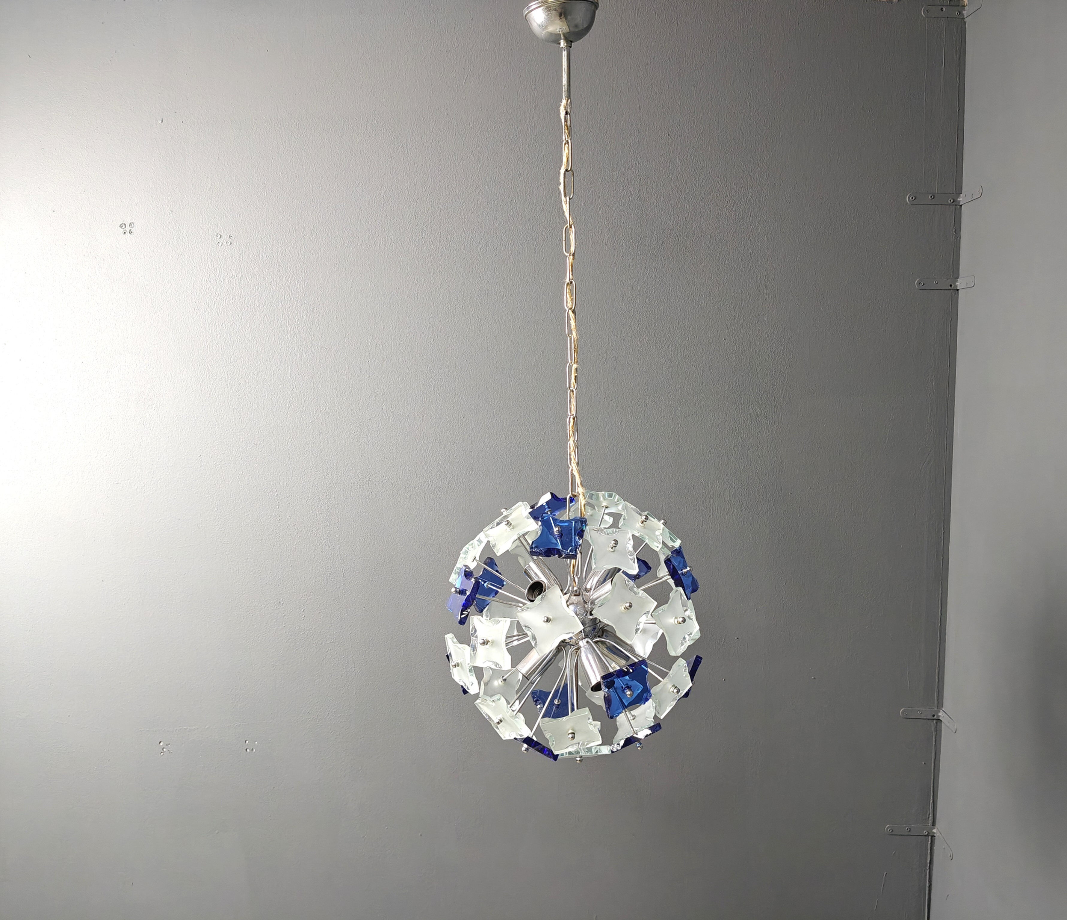 Hammered glass chandelier, 1970s