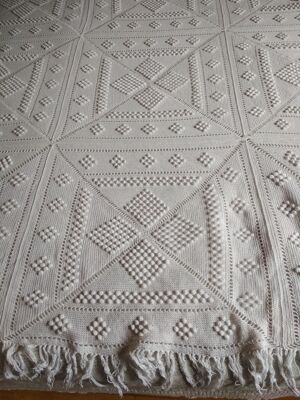 Dessus De Lit En Coton Blanc , Ancien Jeté De Lit En Crochet