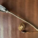 Old workshop lamp, silver metal, flexible, 1950