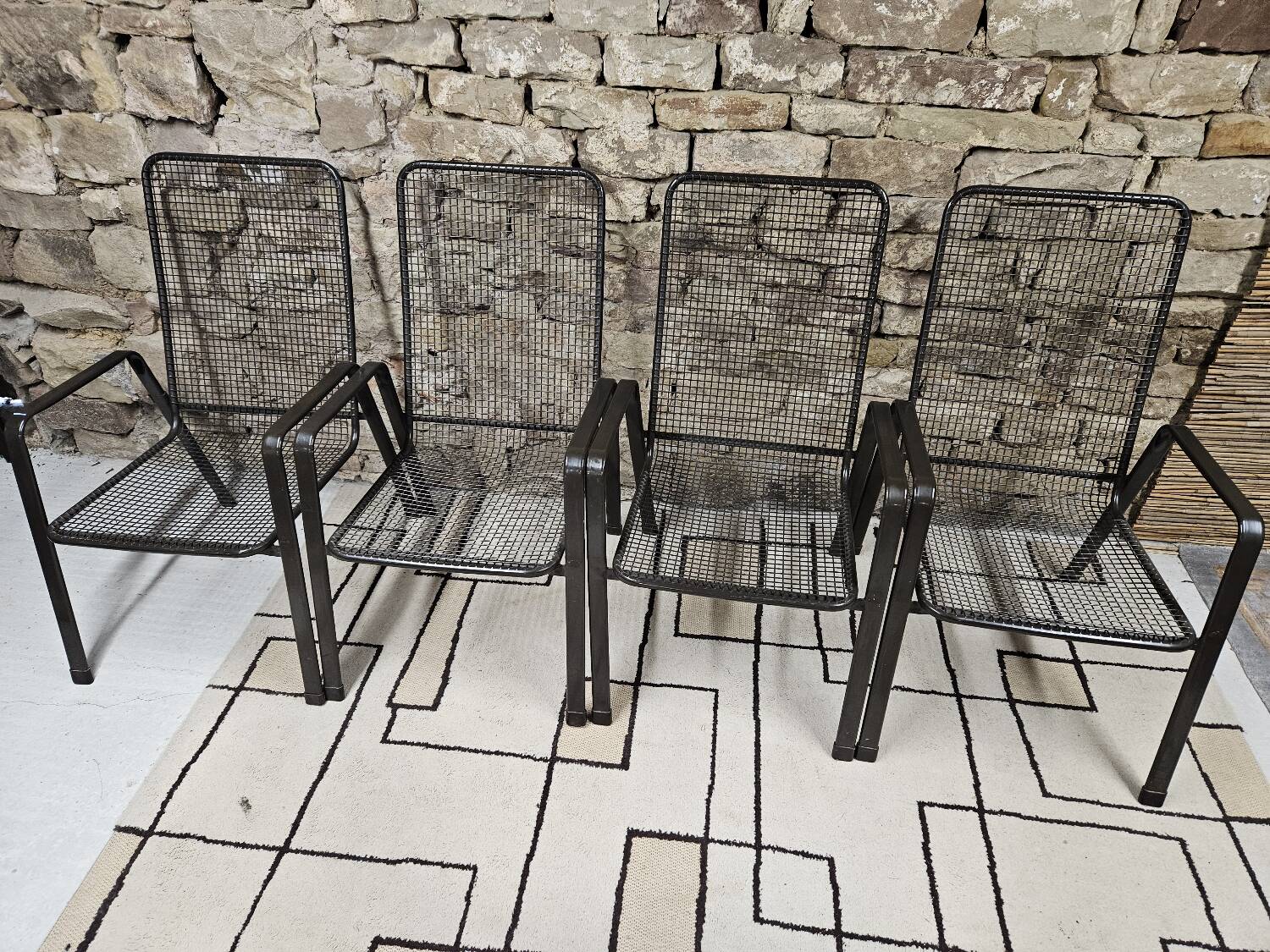 Lot 4 fauteuils vintage 1970" jardin terrase