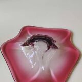 Vide poche forme florale libre. Aux tons roses. Style Murano. Diam 24 cm