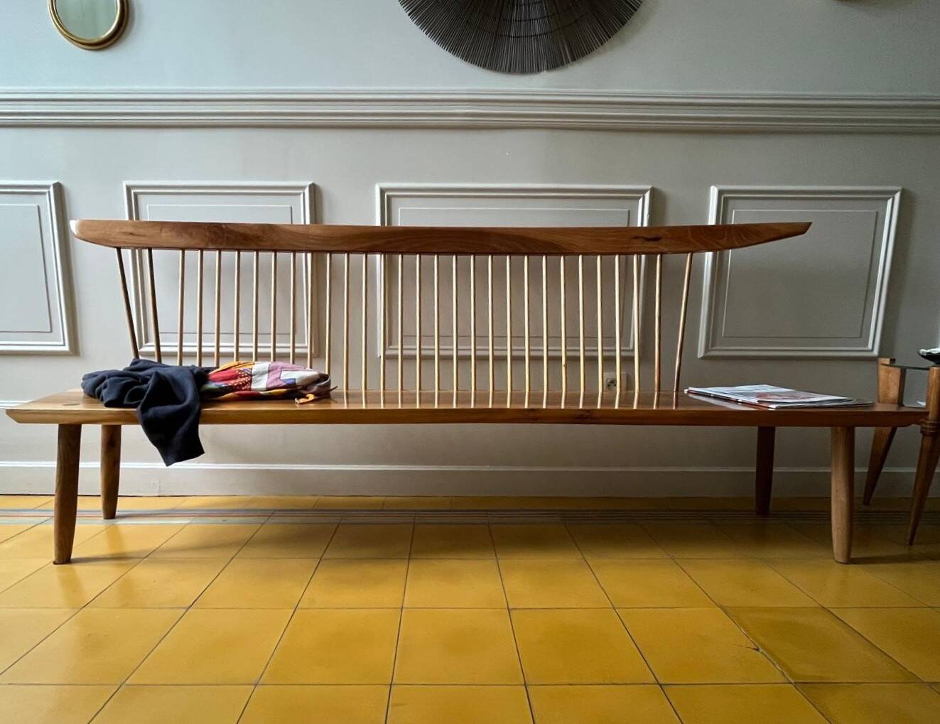 Large bench in solid walnut
