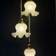 Vintage triple tulip pendant light in white glass
