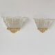 Pair of vintage pressed molded wall sconces, Murano glass, Italy, 1980