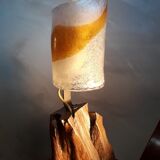 Murano glass lamp Italy 1970 foot root exotic wood