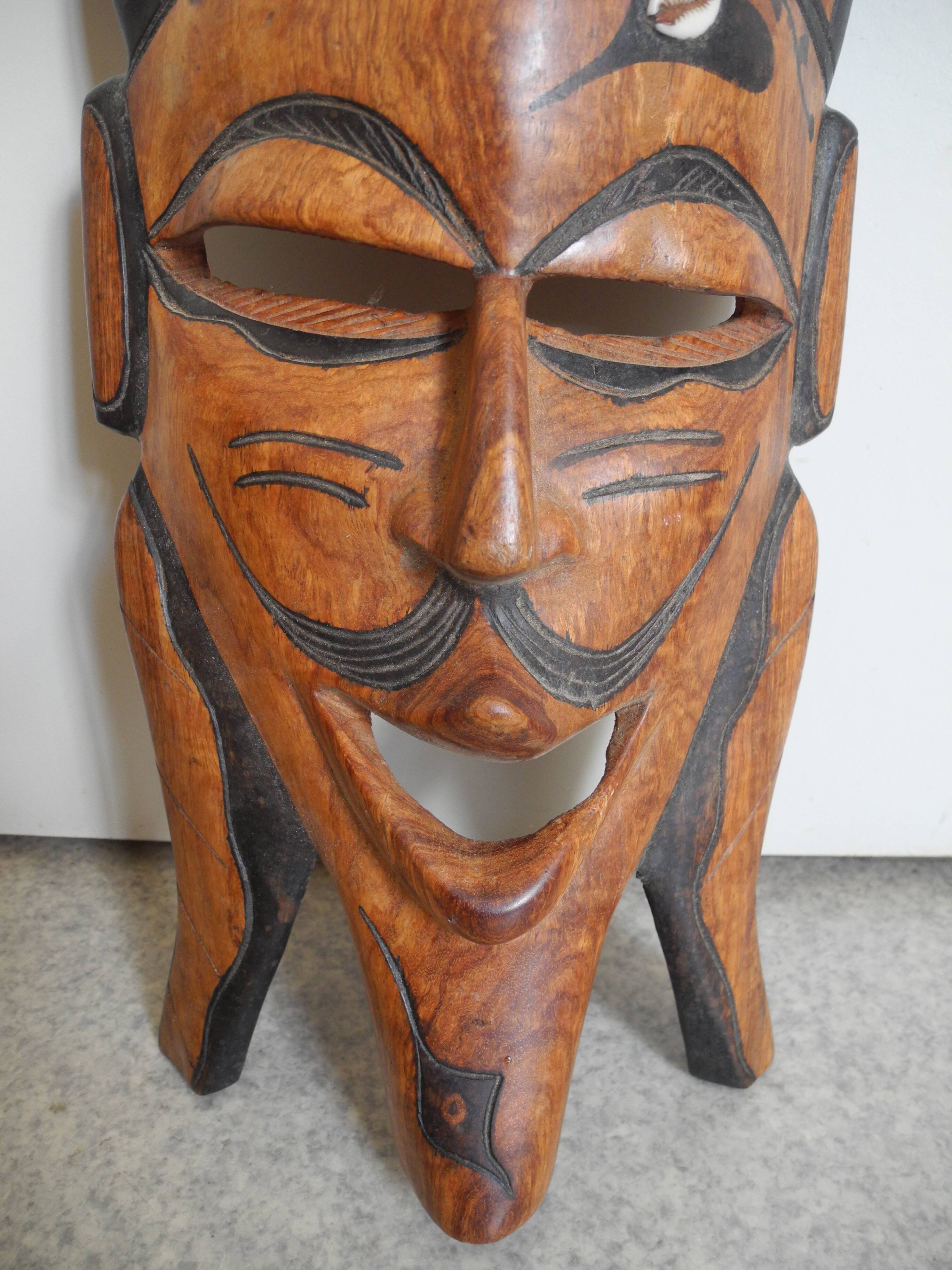 Pair of African wooden masks, vintage decoration, wooden African masks, 70s/80s