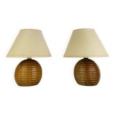 Pair of wooden ball lamps, 1980s