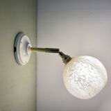 Vintage globe wall lamp in white Clichy glass