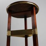 Art Nouveau Pedestal in wood and brass, Belgium, ca. 1910