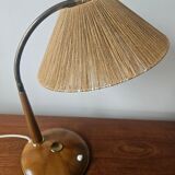 Rare table lamp Temde, teak and sisal, Switzerland, 1960s