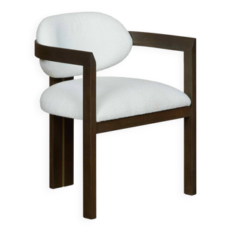 Bridge / fauteuil boredeaux en chêne et tissu bouclette blanc - edition made