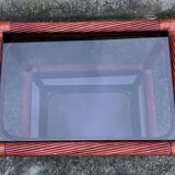 Maugrion bamboo and smoked glass coffee table, for Roche Bobois, 1980s