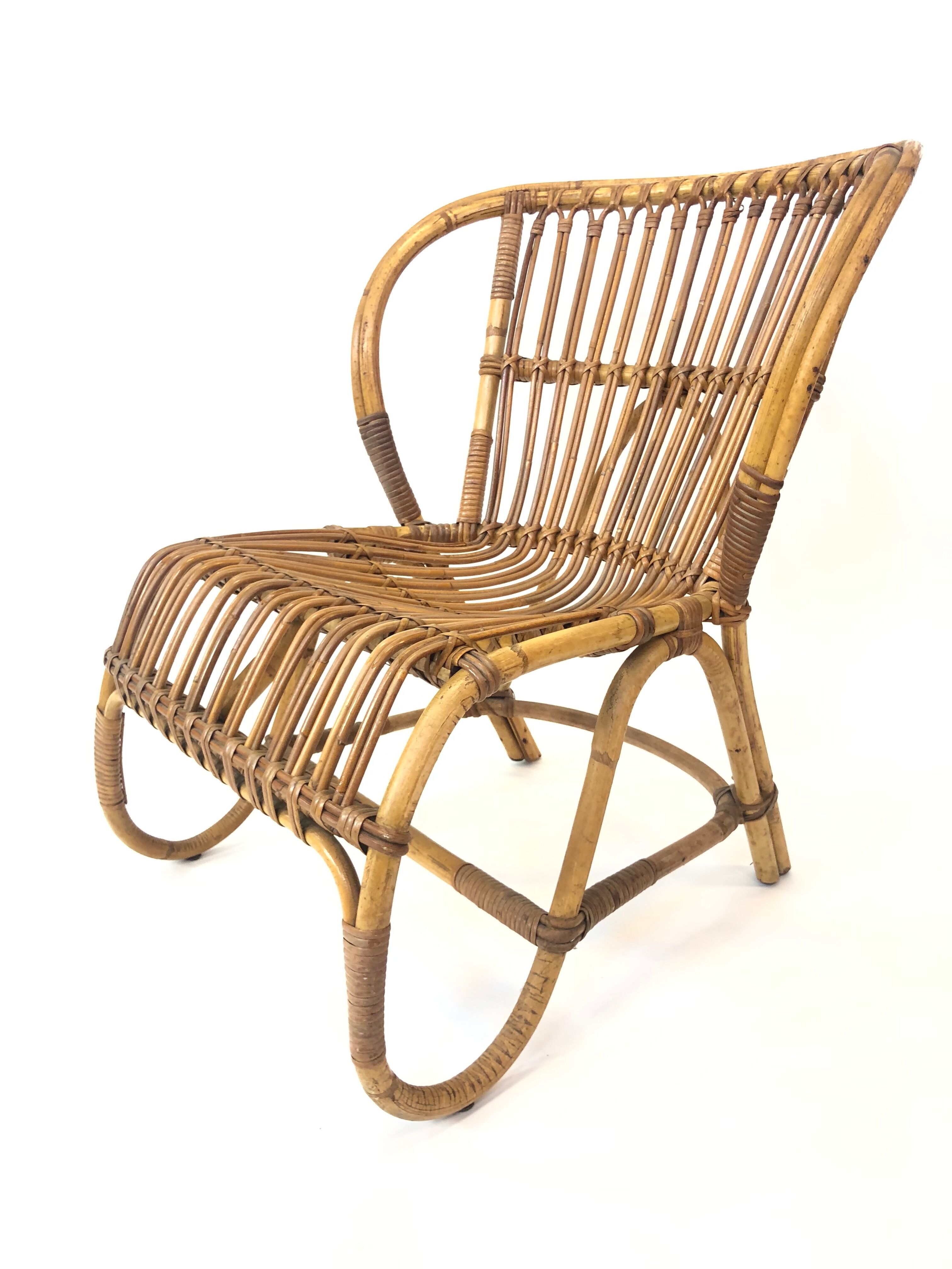 Van Rohe Noordwolde rattan chair, 1960