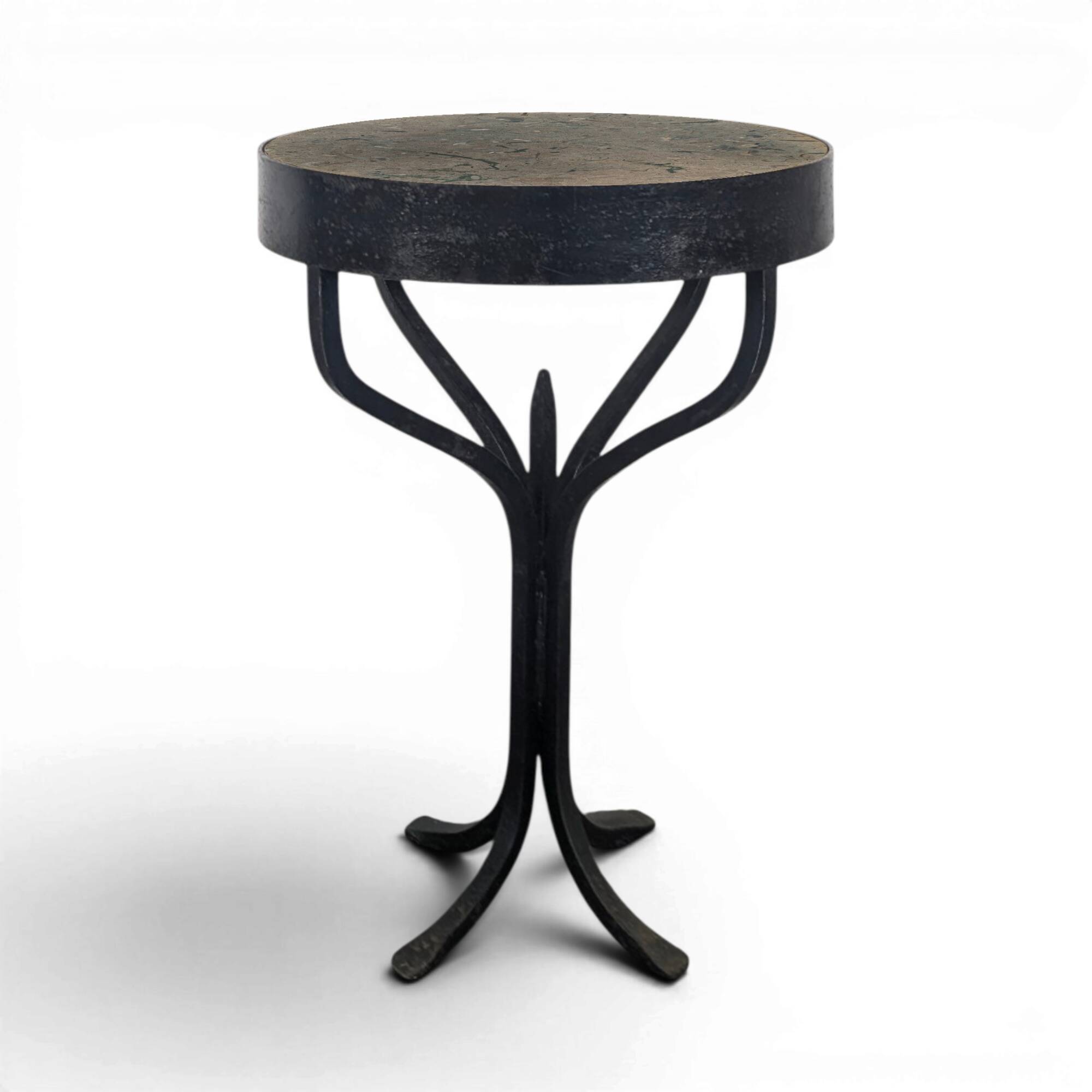Wrought iron gueridon with a marble top circa 1950
