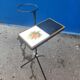 Ashtray door tripod steel and vintage ceramic tiles