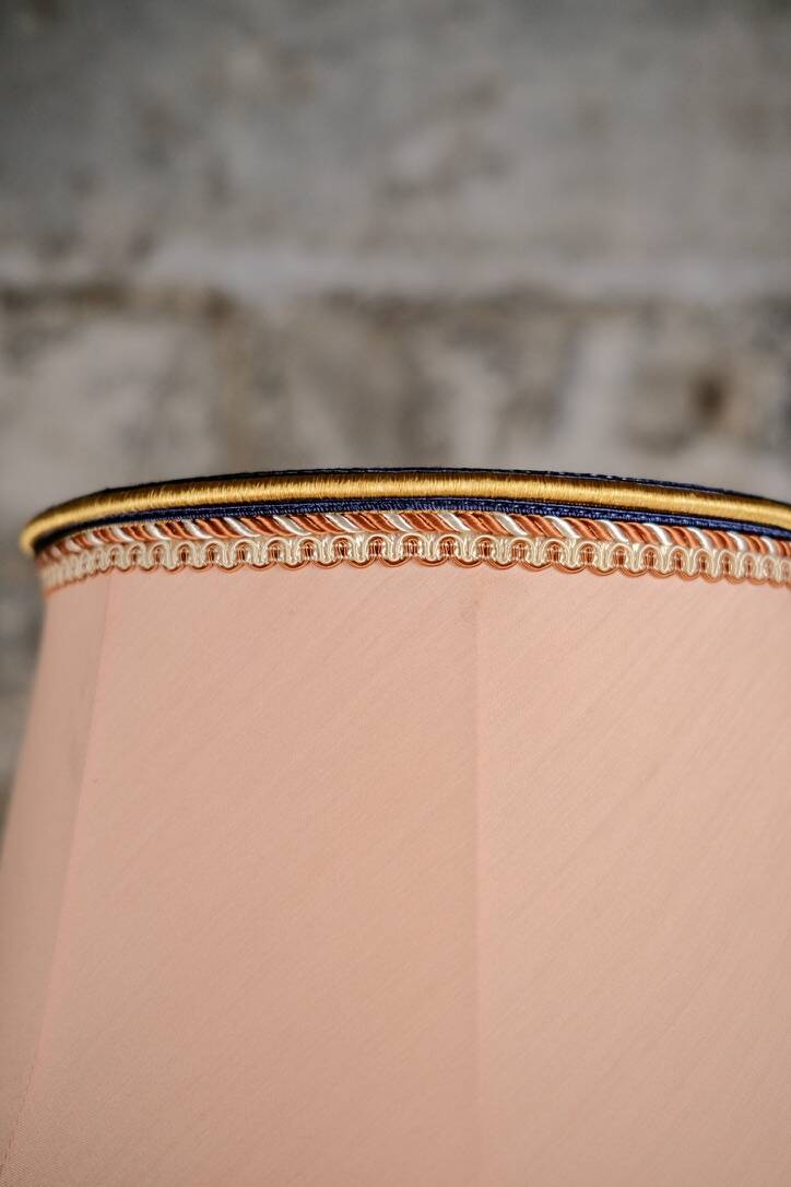 French brass floor lamp with fringes, mid-20th century