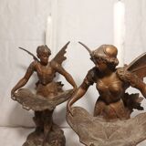 Paire de bougeoirs art nouveau en régule