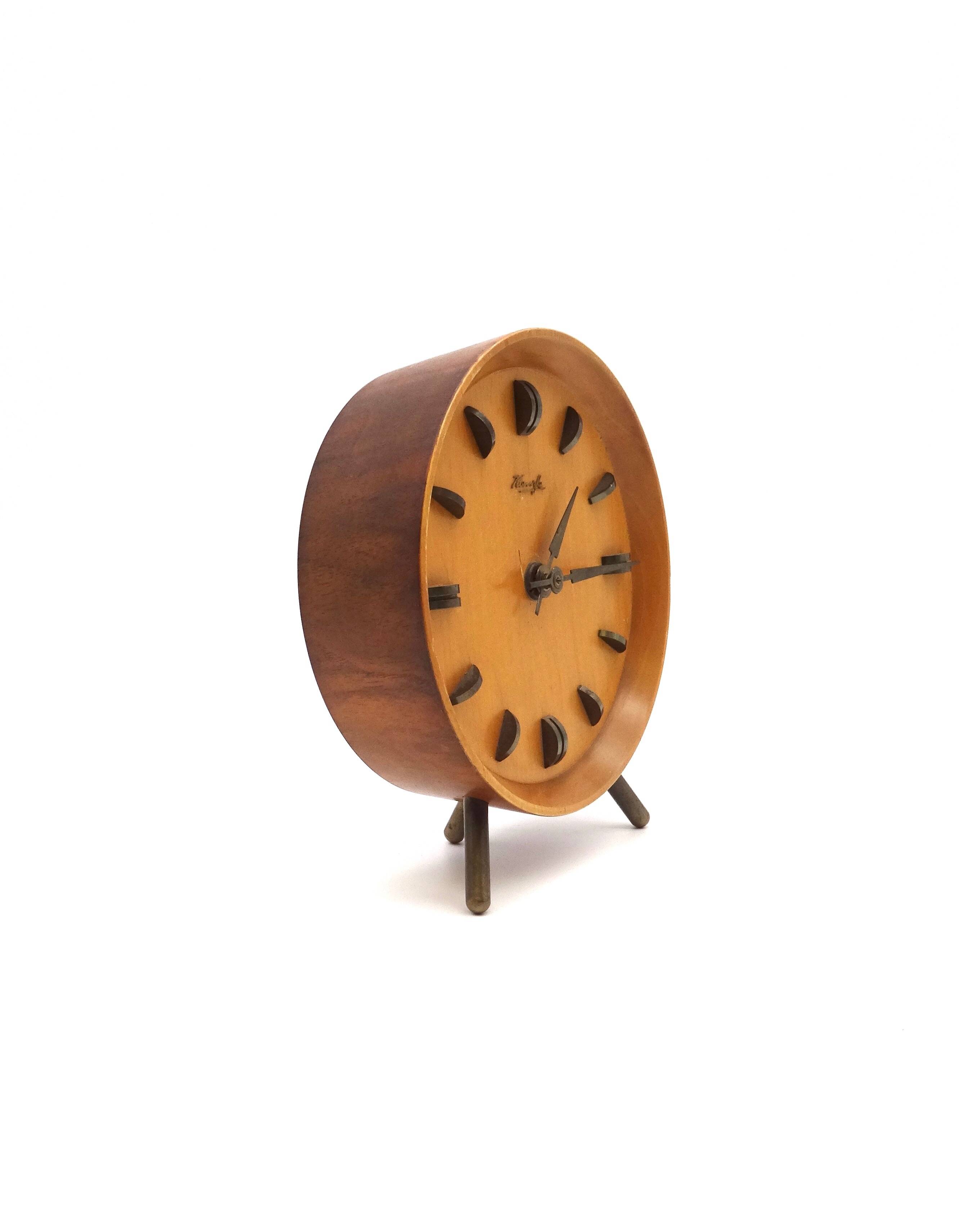 Rare original 60s mid century teak desk table clock by kienzle danish modern