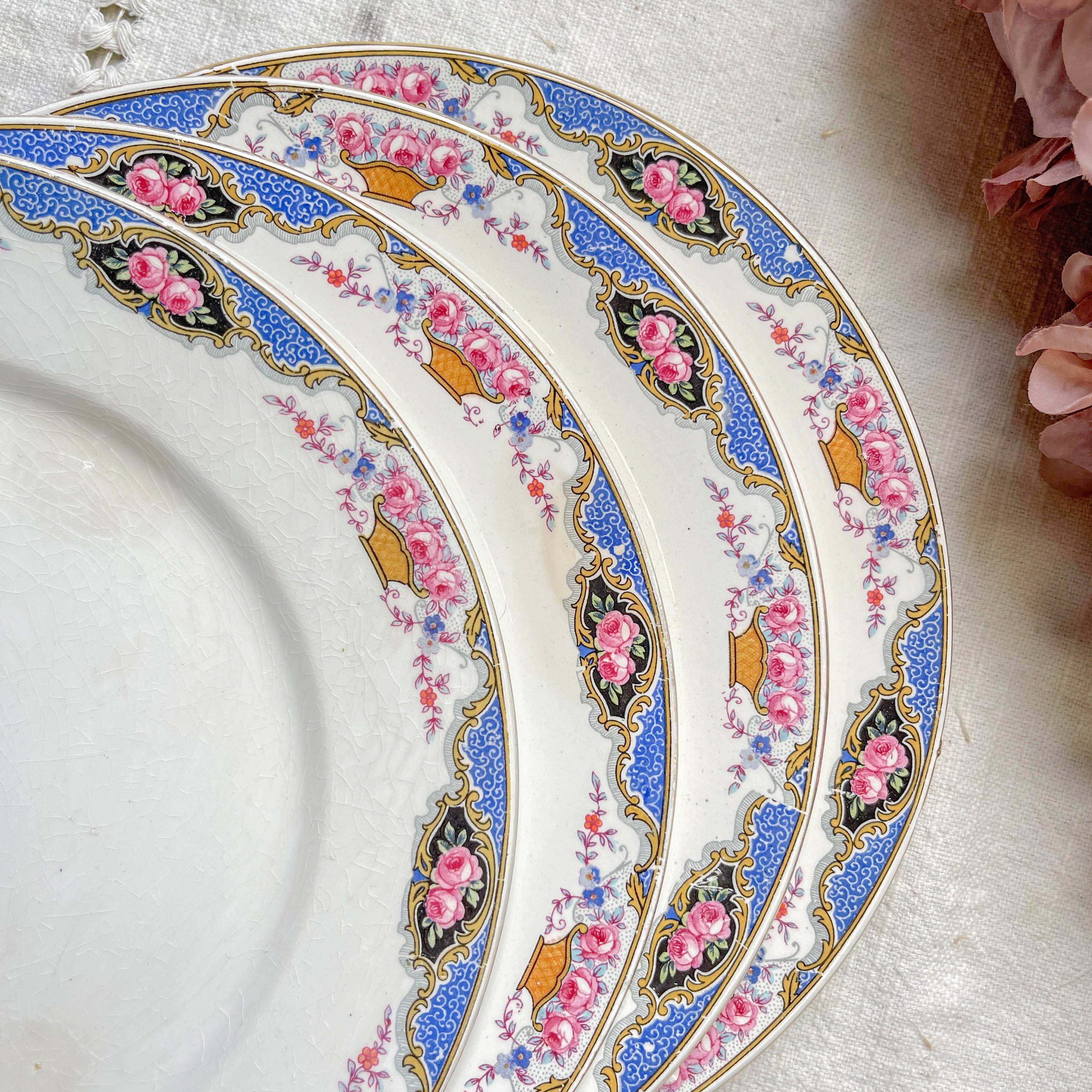 6 small vintage floral plates Digoin Sarreguemines – 1950s