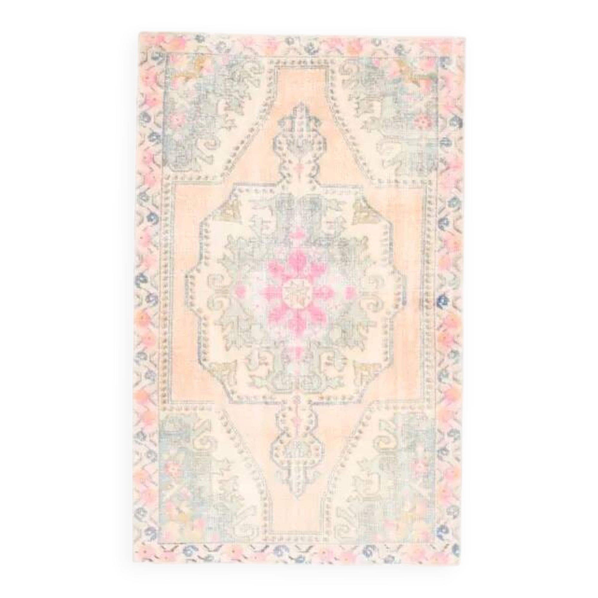 Vintage Turkish Oushak handmade wool cotton orange area rug 125x208