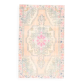 Tapis vintage turc Oushak fait à la main en laine et coton orange 125x208