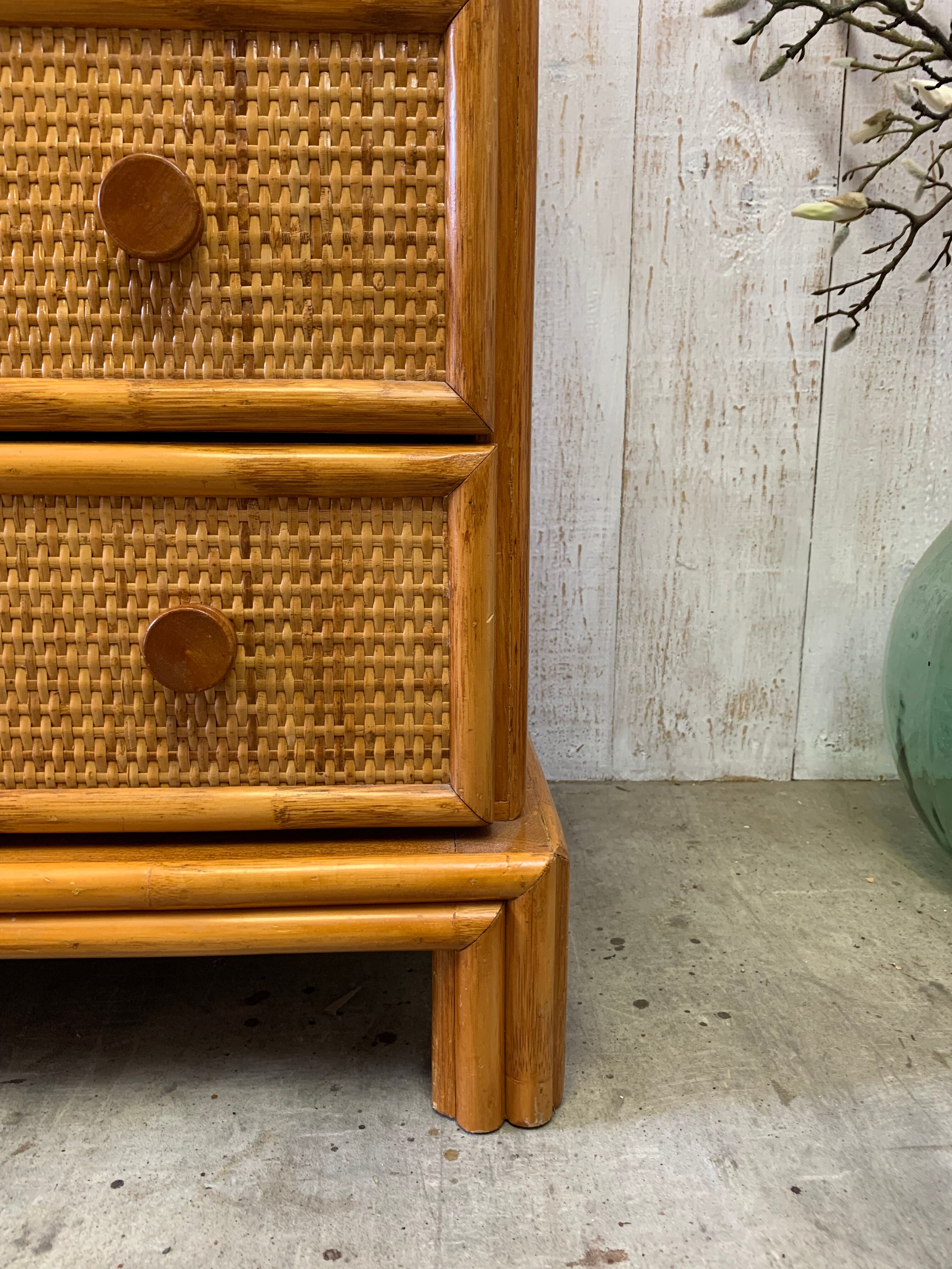 Vintage rattan chest of drawers