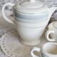 Vintage 10-person coffee set with Salins earthenware and geometric design