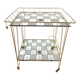 Vintage bar table, side table, glass trays, Eiffel legs.