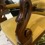 Antique armchair, Voltaire, styled swan neck restoration