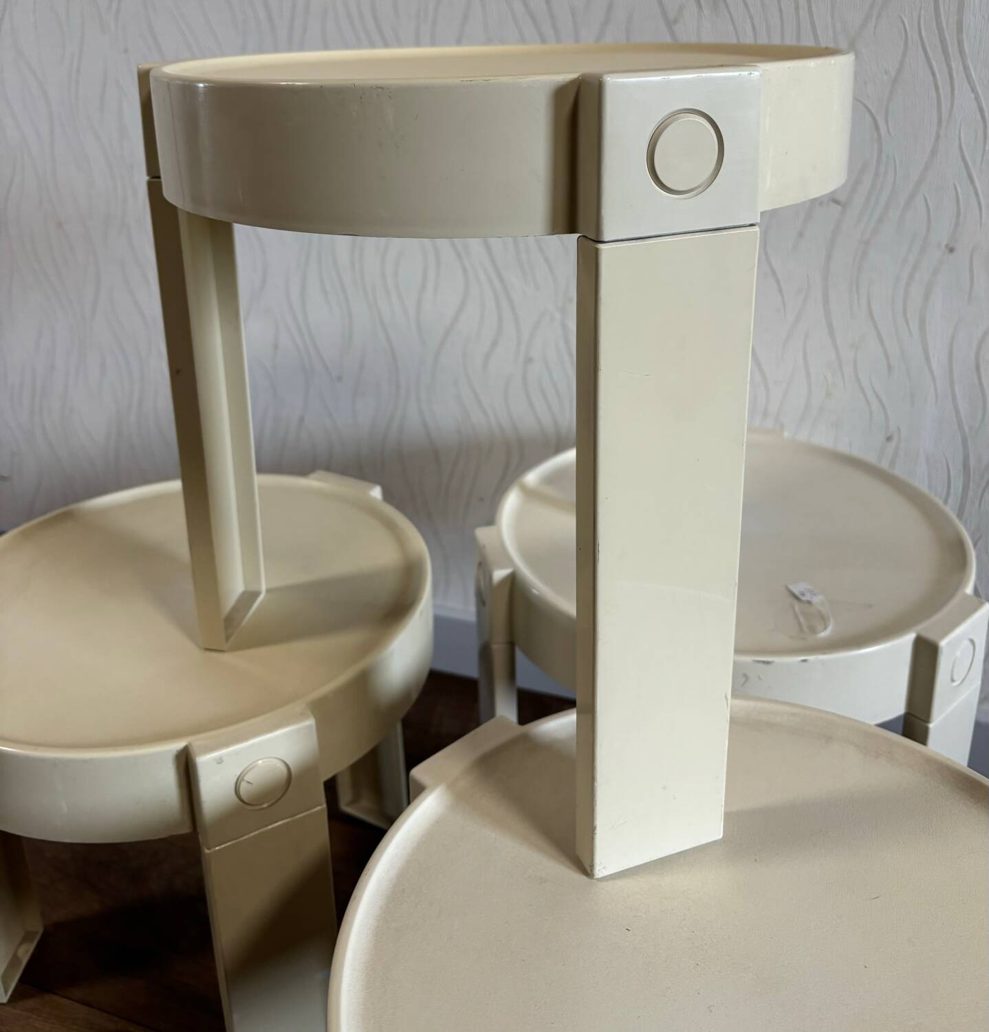 4 flair nesting tables for prisunic space age 70s white plastic
