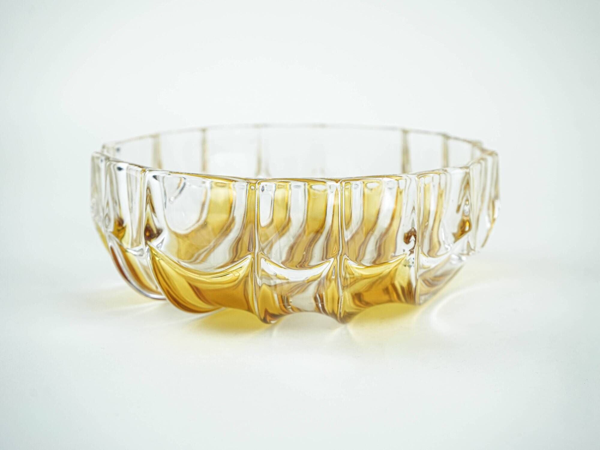 Pressed glass platter by Walther-Glas, geometric pattern, Germany, 1970s