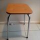 Chromed metal stool seat skaï brown