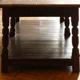 Carved solid oak coffee table