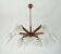 1960s mid century sputnik 8-light CHANDELIER teak brass glass ceiling light