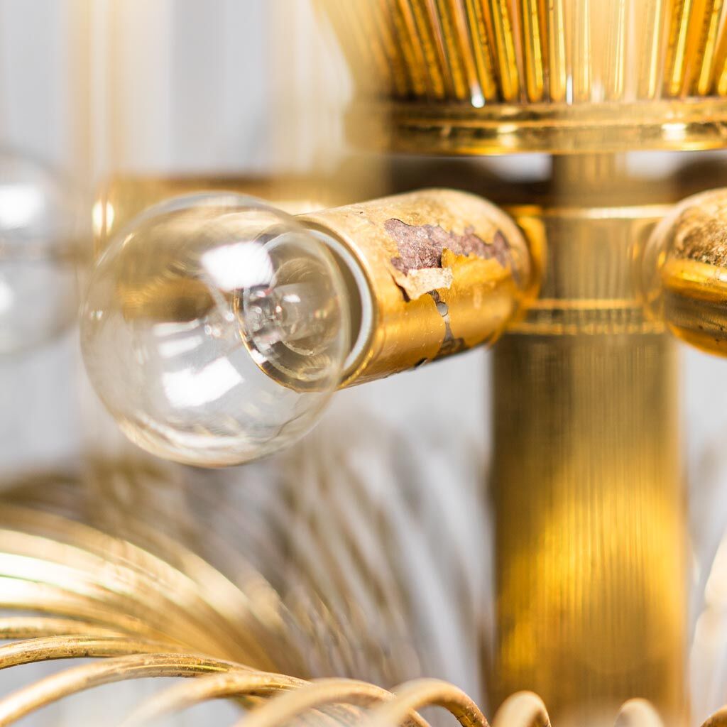 Chandelier with 10 lights in golden metal