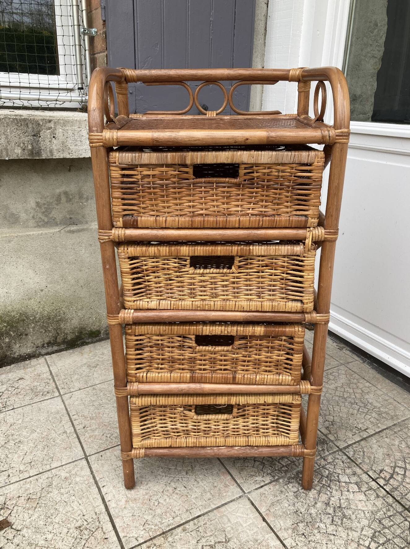 Vintage rattan chiffonier