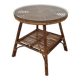 Table basse ou d'appoint vintage en rotin italien avec plateau en verre neuf, années 1970
