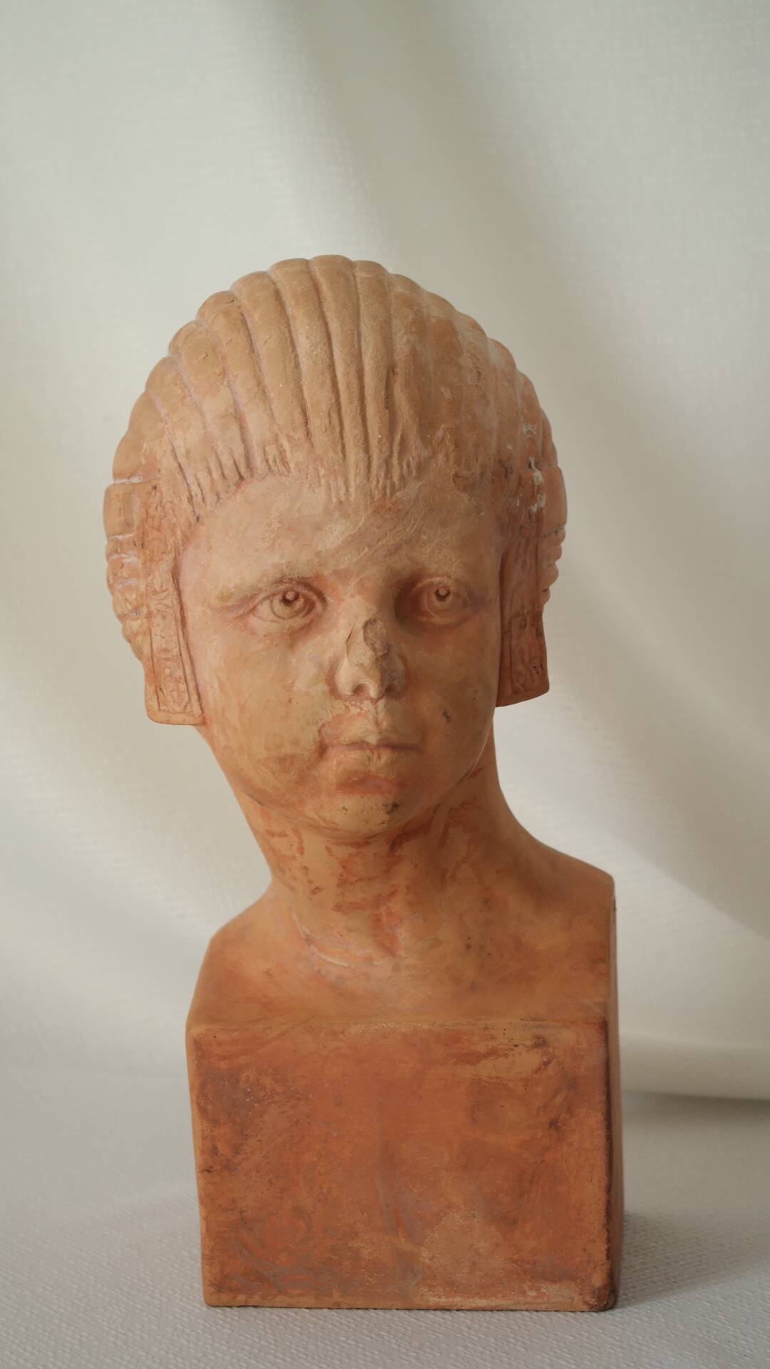 Ancient terracotta bust signed Beaulieu