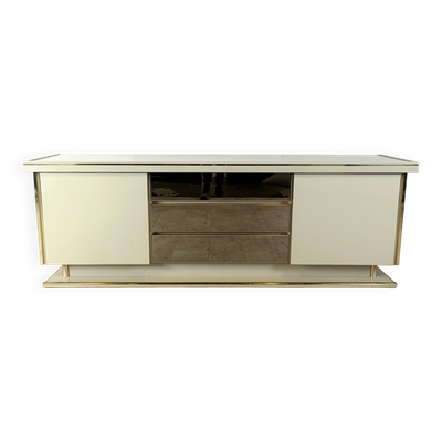 Buffet vintage en laiton et laque, années 1970