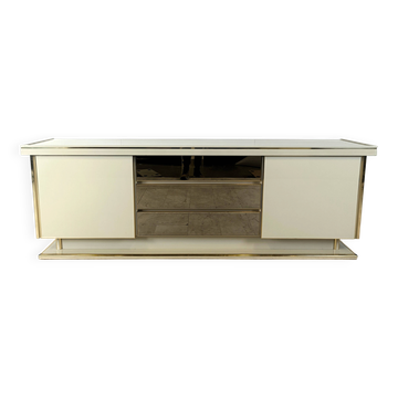 Buffet vintage en laiton et laque, années 1970