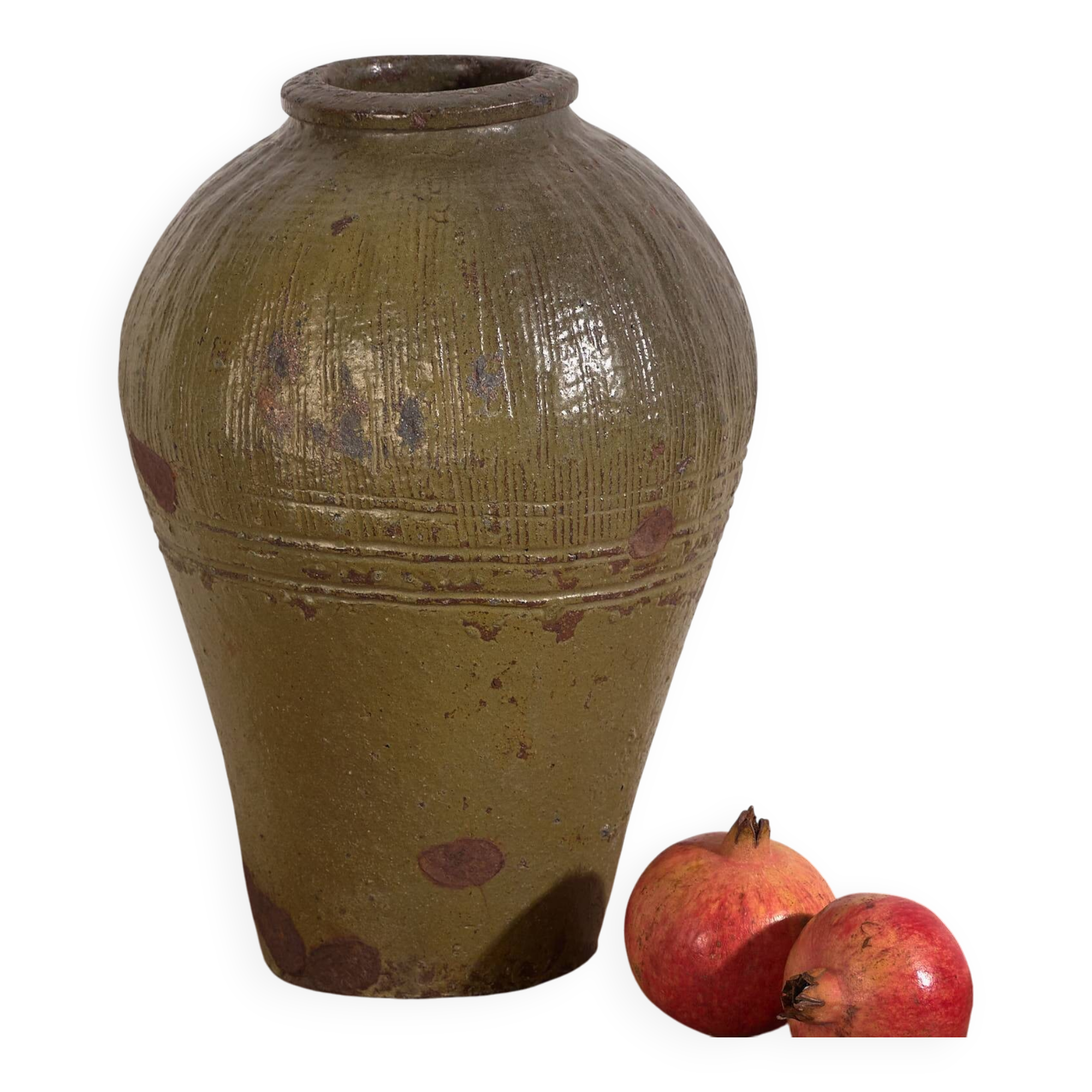 Antique Chinese Green Ceramic Vase (c.1900) #1
