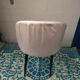 Vintage 1950s white satin armchair with compass legs