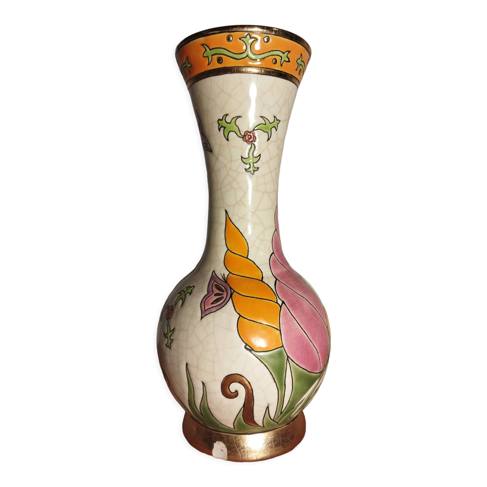 Longwy enamel vase