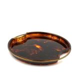 Hollywood regency brass and tortoiseshell lucite tray, Guzzini Italy 1970s